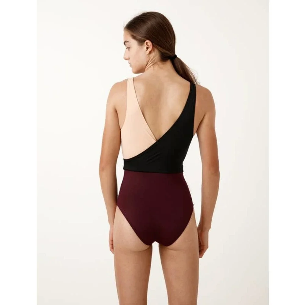 Solid and Striped The‎ Ballerina Color-Block Swimsuit Black Nude Bordeaux Combo